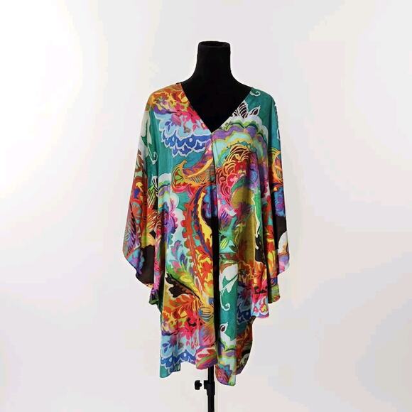 Lauren Ralph Lauren Printed Floral Caftan Dress Swim Cover Up Resortwear Size L - Picture 1 of 6